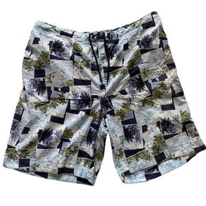 Paradise Collection Swim Trunks Board Shorts Palm Trees Lined Mesh Tropical XL